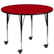 Flash Furniture XU-A42-RND-RED-T-A-CAS-GG Mobile 42'' Round Red Laminate Height Adjustable Activity Table