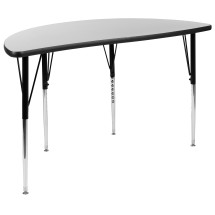 Flash Furniture XU-A48-HCIRC-GY-T-A-GG 47.5" Half Circle Wave Flexible Collaborative Gray Laminate Height Adjustable Activity Table