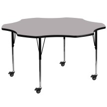 Flash Furniture XU-A60-FLR-GY-T-A-CAS-GG Mobile 60'' Flower Gray Laminate Height Adjustable Activity Table