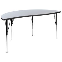 Flash Furniture XU-A60-HCIRC-GY-T-A-GG 60&quot; Half Circle Wave Flexible Collaborative Gray Thermal Laminate Activity Table