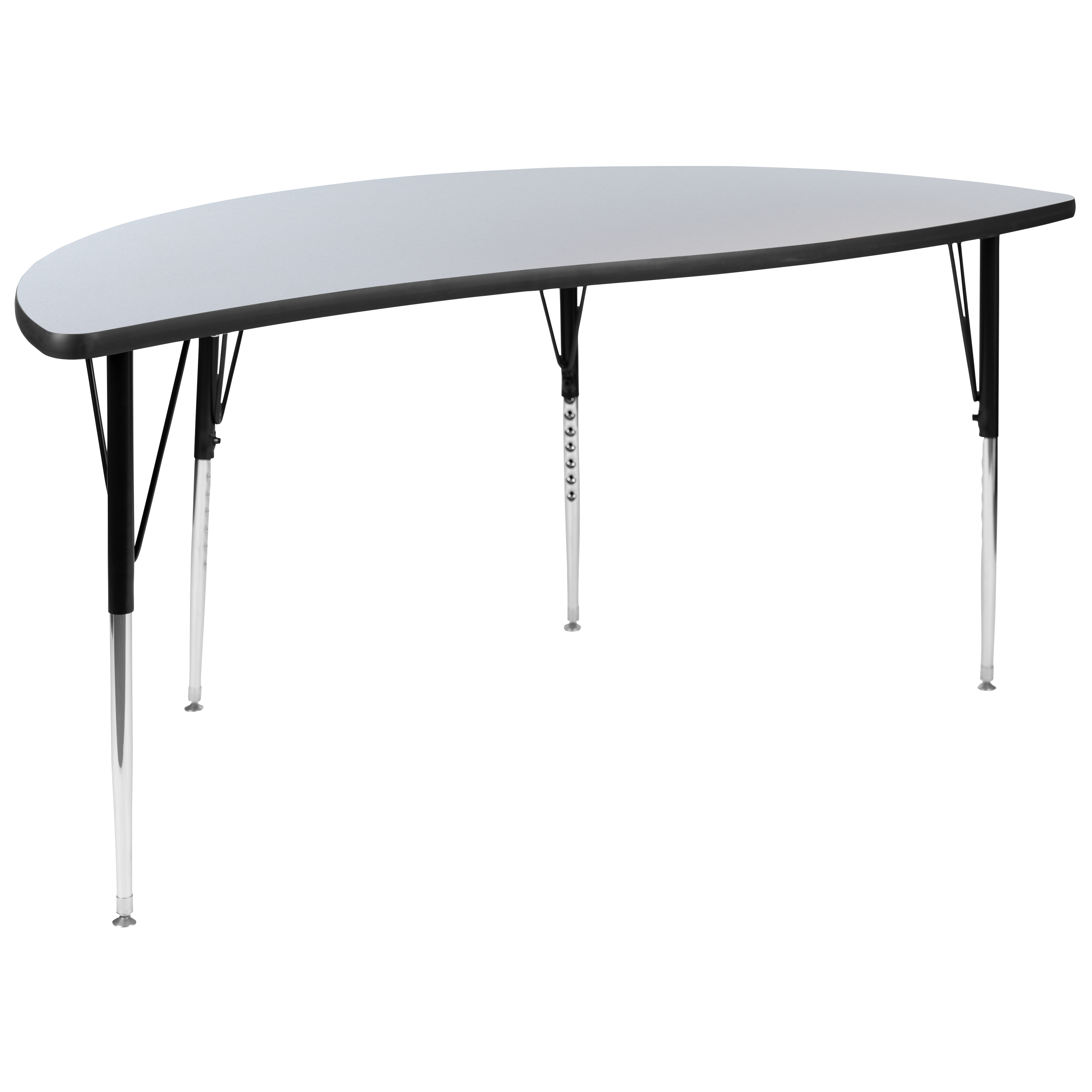 Flash Furniture XU-A60-HCIRC-GY-T-A-GG 60" Half Circle Wave Flexible Collaborative Gray Thermal Laminate Activity Table