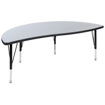 Flash Furniture XU-A60-HCIRC-GY-T-P-GG 60&quot; Half Circle Wave Flexible Collaborative Gray Thermal Laminate Activity Table, Short Legs
