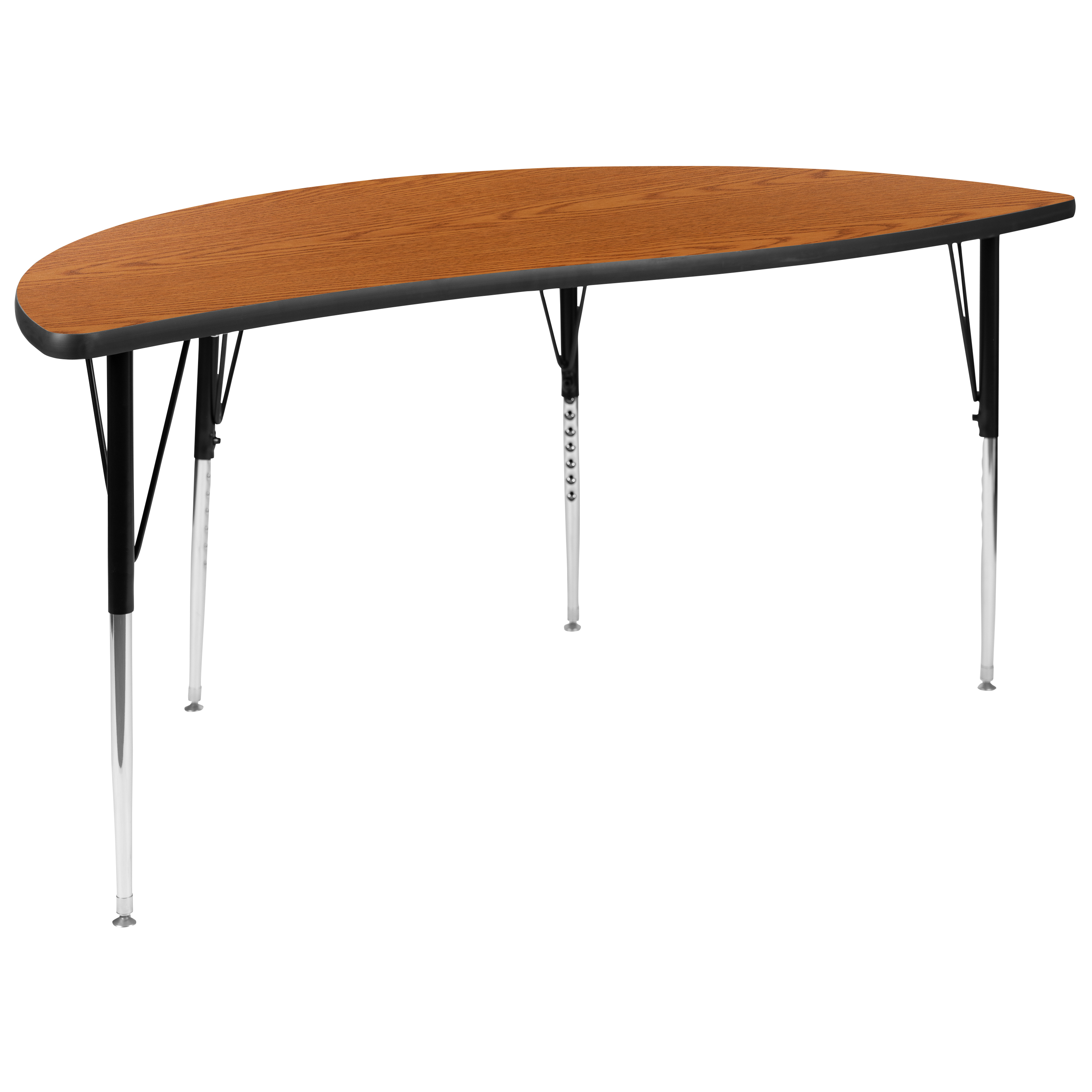 Flash Furniture XU-A60-HCIRC-OAK-T-A-GG 60" Half Circle Wave Flexible Collaborative Oak Thermal Laminate Activity Table