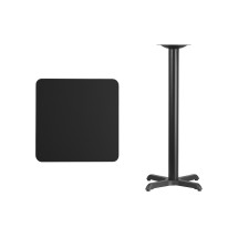 Flash Furniture XU-BLKTB-2424-T2222B-GG 24'' Square Black Laminate Table Top with 22'' x 22'' Bar Height Table Base