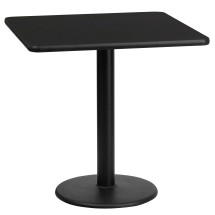 Flash Furniture XU-BLKTB-2424-TR18-GG 24'' Square Black Laminate Table Top with 18'' Round Table Height Base