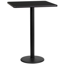Flash Furniture XU-BLKTB-2424-TR18B-GG 24'' Square Black Laminate Table Top with 18'' Round Bar Height Table Base