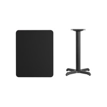 Flash Furniture XU-BLKTB-2430-T2222-GG 24'' x 30'' Rectangular Black Laminate Table Top with 22'' x 22'' Table Height Base