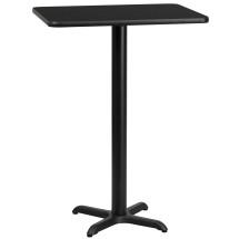 Flash Furniture XU-BLKTB-2430-T2222B-GG 24'' x 30'' Rectangular Black Laminate Table Top with 22'' x 22'' Bar Height Table Base