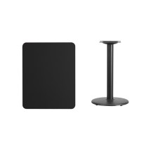 Flash Furniture XU-BLKTB-2430-TR18-GG 24'' x 30'' Rectangular Black Laminate Table Top with 18'' Round Table Height Base
