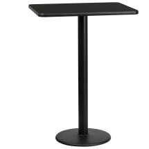 Flash Furniture XU-BLKTB-2430-TR18B-GG 24'' x 30'' Rectangular Black Laminate Table Top with 18'' Round Bar Height Table Base