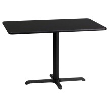 Flash Furniture XU-BLKTB-2442-T2230-GG 24'' x 42'' Rectangular Black Laminate Table Top with 23.5'' x 29.5'' Table Height Base