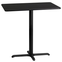 Flash Furniture XU-BLKTB-2442-T2230B-GG 24'' x 42'' Rectangular Black Laminate Table Top with 23.5'' x 29.5'' Bar Height Table Base