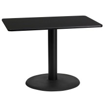 Flash Furniture XU-BLKTB-2442-TR24-GG 24'' x 42'' Rectangular Black Laminate Table Top with 24'' Round Table Height Base