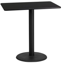 Flash Furniture XU-BLKTB-2442-TR24B-GG 24'' x 42'' Rectangular Black Laminate Table Top with 24'' Round Bar Height Table Base