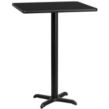 Flash Furniture XU-BLKTB-3030-T2222B-GG 30'' Square Black Laminate Table Top with 22'' x 22'' Bar Height Table Base