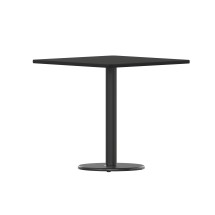Flash Furniture XU-BLKTB-3030-TR18-GG 30'' Square Black Laminate Table Top with 18'' Round Table Height Base
