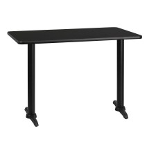 Flash Furniture XU-BLKTB-3042-T0522-GG 30'' x 42'' Rectangular Black Laminate Table Top with 5'' x 22'' Table Height Base