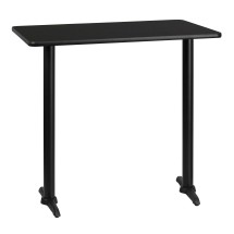 Flash Furniture XU-BLKTB-3042-T0522B-GG 30'' x 42'' Rectangular Black Laminate Table Top with 5'' x 22'' Bar Height Table Base