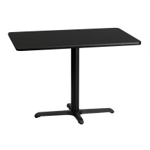 Flash Furniture XU-BLKTB-3042-T2230-GG 30'' x 42'' Rectangular Black Laminate Table Top with 23.5'' x 29.5'' Table Height Base