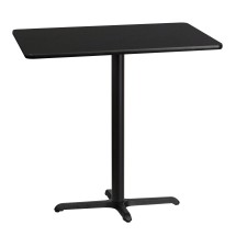 Flash Furniture XU-BLKTB-3042-T2230B-GG 30'' x 42'' Rectangular Black Laminate Table Top with 23.5'' x 29.5'' Bar Height Table Base