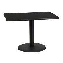 Flash Furniture XU-BLKTB-3042-TR24-GG 30'' x 42'' Rectangular Black Laminate Table Top with 24'' Round Table Height Base