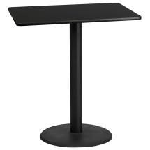 Flash Furniture XU-BLKTB-3042-TR24B-GG 30'' x 42'' Rectangular Black Laminate Table Top with 24'' Round Bar Height Table Base