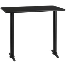 Flash Furniture XU-BLKTB-3048-T0522B-GG 30'' x 48'' Rectangular Black Laminate Table Top with 5'' x 22'' Bar Height Table Base