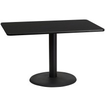 Flash Furniture XU-BLKTB-3048-TR24-GG 30'' x 48'' Rectangular Black Laminate Table Top with 24'' Round Table Height Base
