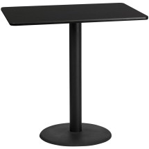 Flash Furniture XU-BLKTB-3048-TR24B-GG 30'' x 48'' Rectangular Black Laminate Table Top with 24'' Round Bar Height Table Base