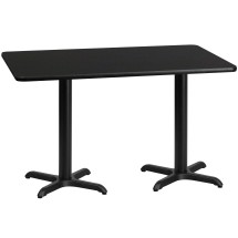 Flash Furniture XU-BLKTB-3060-T2222-GG 30'' x 60'' Rectangular Black Laminate Table Top with 22'' x 22'' Table Height Base