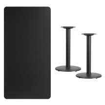 Flash Furniture XU-BLKTB-3060-TR18-GG 30'' x 60'' Rectangular Black Laminate Table Top with 18'' Round Table Height Base