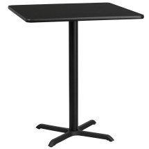 Flash Furniture XU-BLKTB-3636-T3030B-GG 36'' Square Black Laminate Table Top with 30'' x 30'' Bar Height Table Base