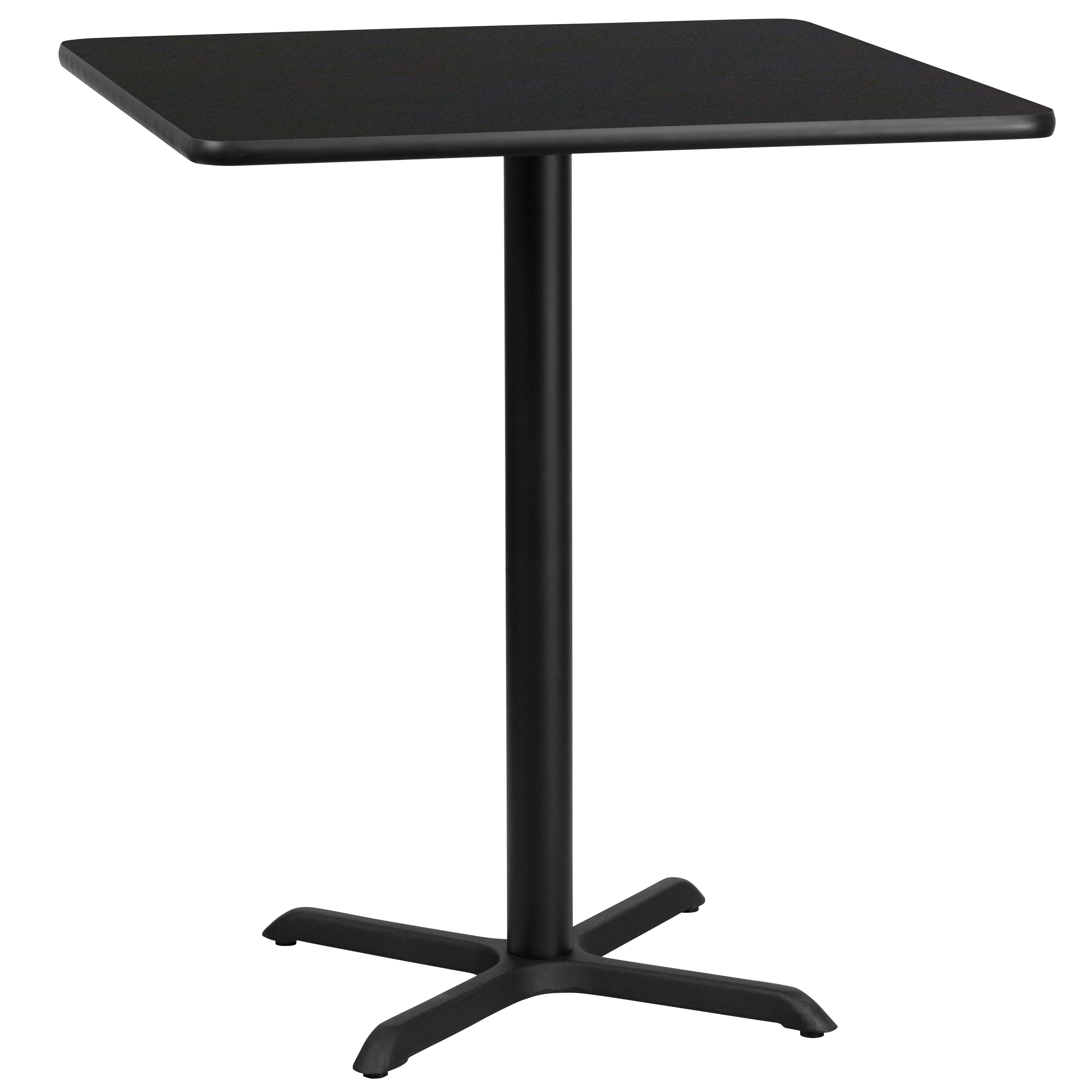 Flash Furniture XU-BLKTB-3636-T3030B-GG 36'' Square Black Laminate Table Top with 30'' x 30'' Bar Height Table Base