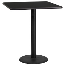 Flash Furniture XU-BLKTB-3636-TR24B-GG 36'' Square Black Laminate Table Top with 24'' Round Bar Height Table Base