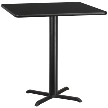 Flash Furniture XU-BLKTB-4242-T3333-GG 42'' Square Black Laminate Table Top with 33'' x 33'' Table Height Base
