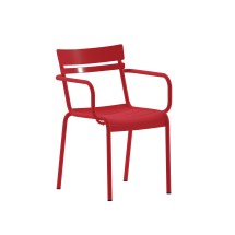 Flash Furniture XU-CH-10318-ARM-RED-GG Indoor/Outdoor Red Steel 2 Slat Stackable Armchair