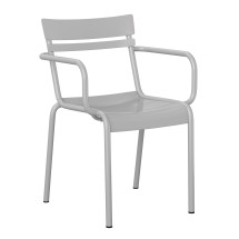 Flash Furniture XU-CH-10318-ARM-SIL-GG Indoor/Outdoor Silver Steel 2 Slat Stackable Armchair