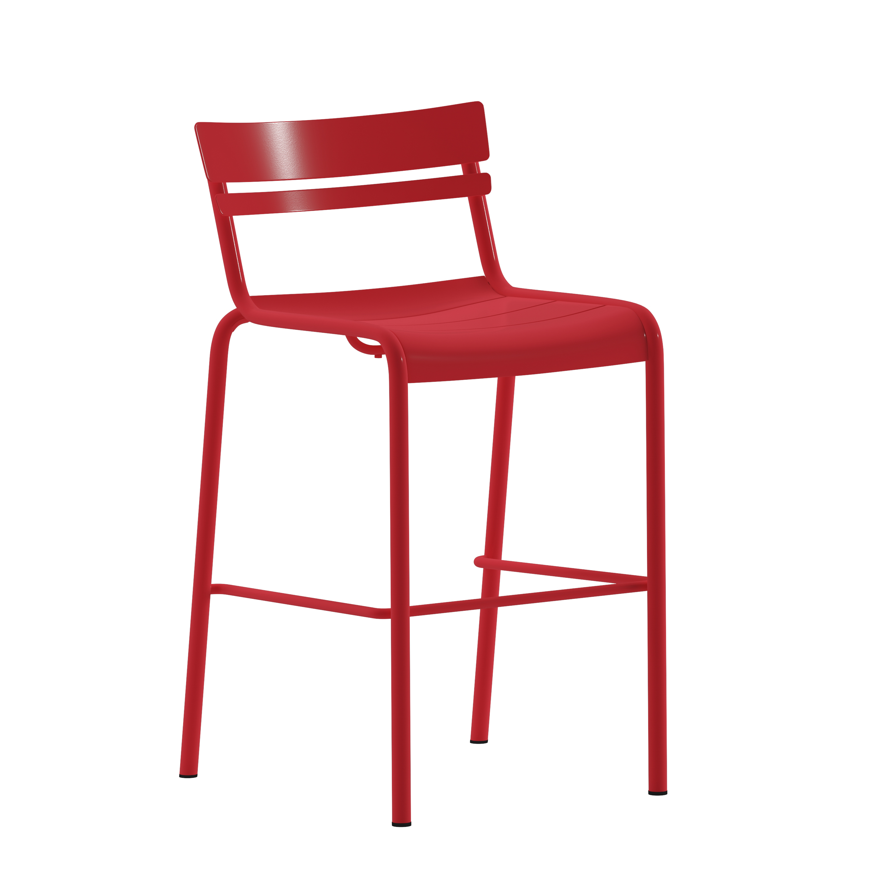 Flash Furniture XU-CH-10318-B-RED-GG Indoor/Outdoor Red Metal 2 Slat Bar Height Stool