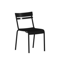 Flash Furniture XU-CH-10318-BK-GG Indoor/Outdoor Black Steel 2 Slat Stack Chair