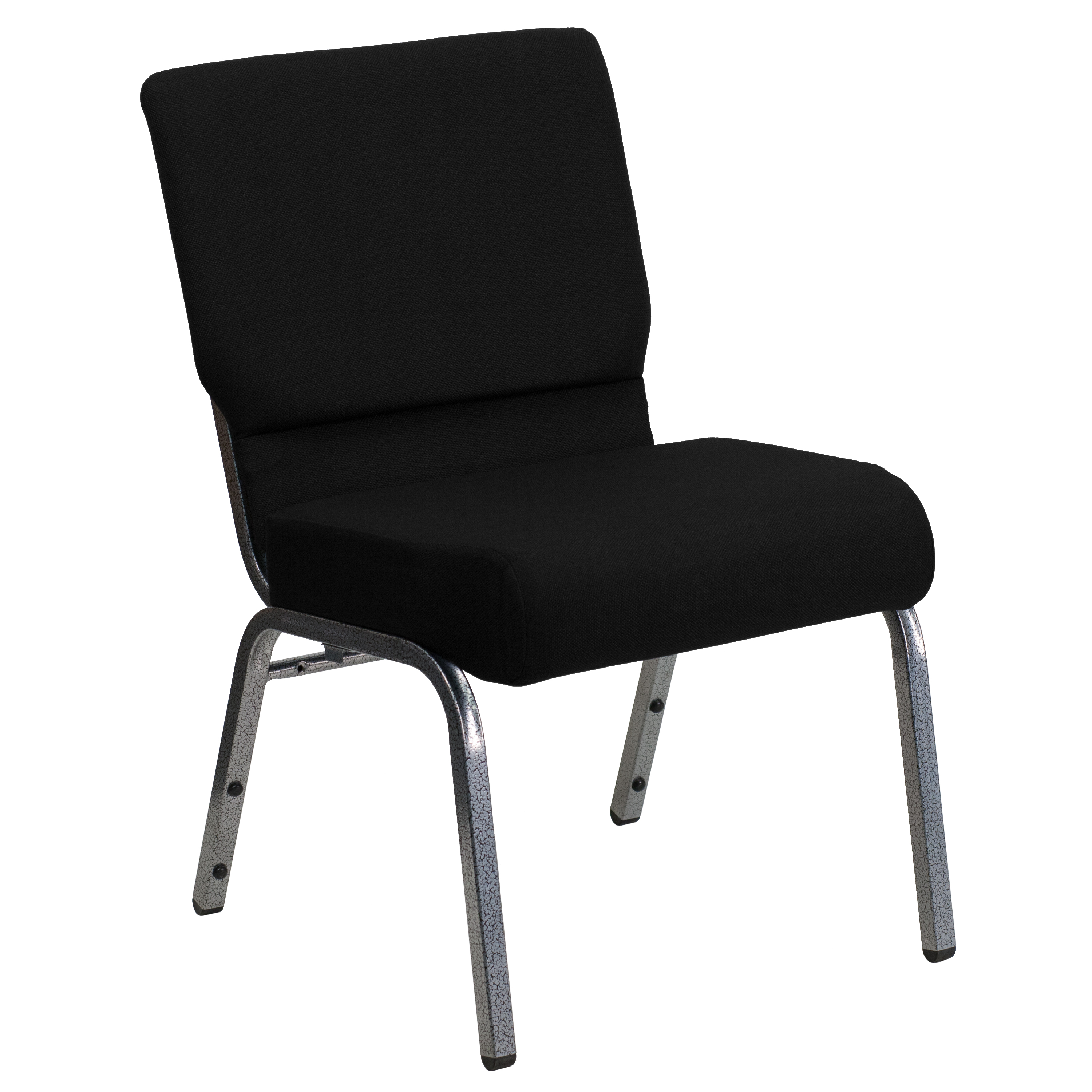 Flash Furniture XU-CH0221-BK-SV-GG Hercules 21''W Stacking Church Chair in Black Fabric - Silver Vein Frame