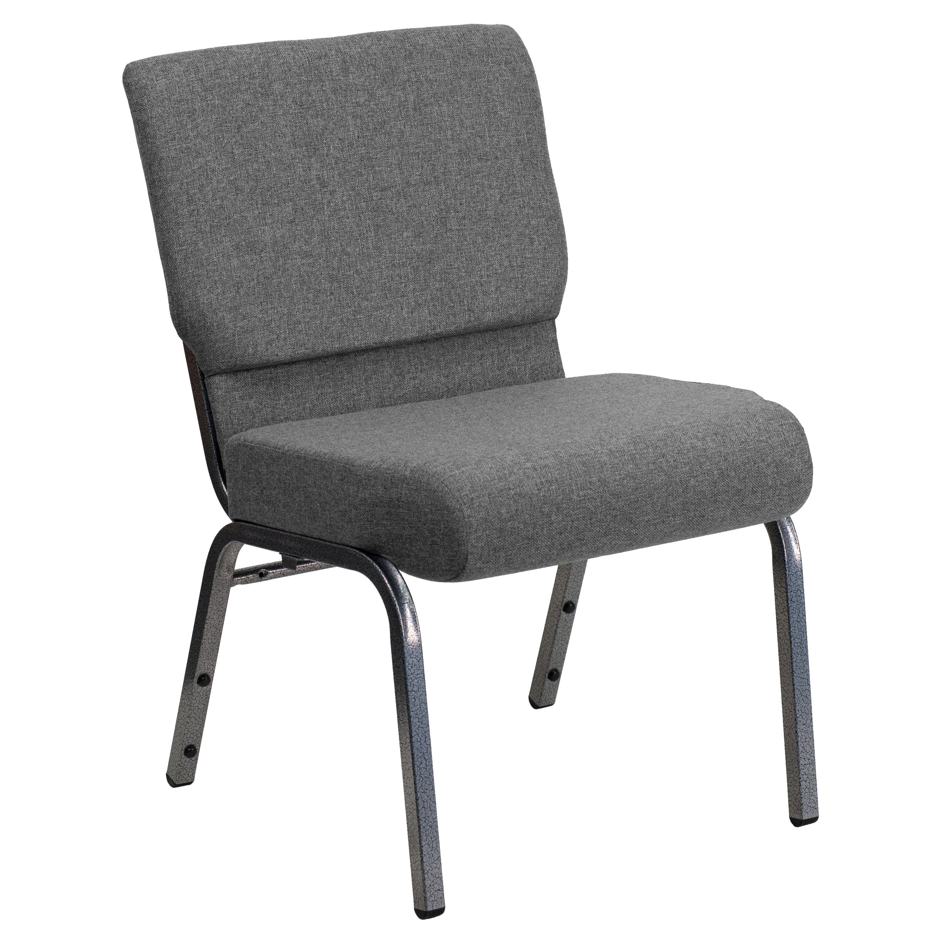 Flash Furniture XU-CH0221-GY-SV-GG Hercules 21''W Stacking Church Chair in Gray Fabric - Silver Vein Frame