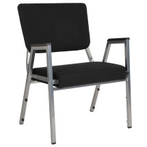 Flash Furniture XU-DG-60443-670-2-BK-GG Hercules 1000 lb. Black Fabric Bariatric Medical Reception Arm Chair with 3/4 Panel Back