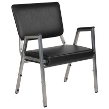 Flash Furniture XU-DG-60443-670-2-BV-GG Hercules 1000 lb. Black Vinyl Bariatric Medical Reception Arm Chair with 3/4 Panel Back