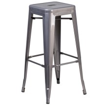 Flash Furniture XU-DG-TP0004-30-GG 30''H Backless Clear Coated Metal Indoor Barstool with Square Seat