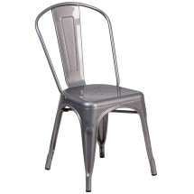 Flash Furniture XU-DG-TP001-GG Clear Coated Metal Indoor Stackable Chair