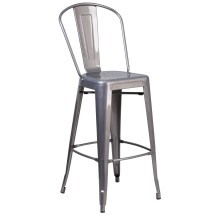 Flash Furniture XU-DG-TP001B-30-GG 30''H Clear Coated Indoor Barstool with Back