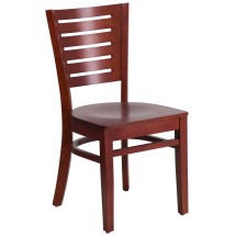 Flash Furniture XU-DG-W0108-MAH-MAH-GG Slat Back Mahogany Wood Restaurant Chair