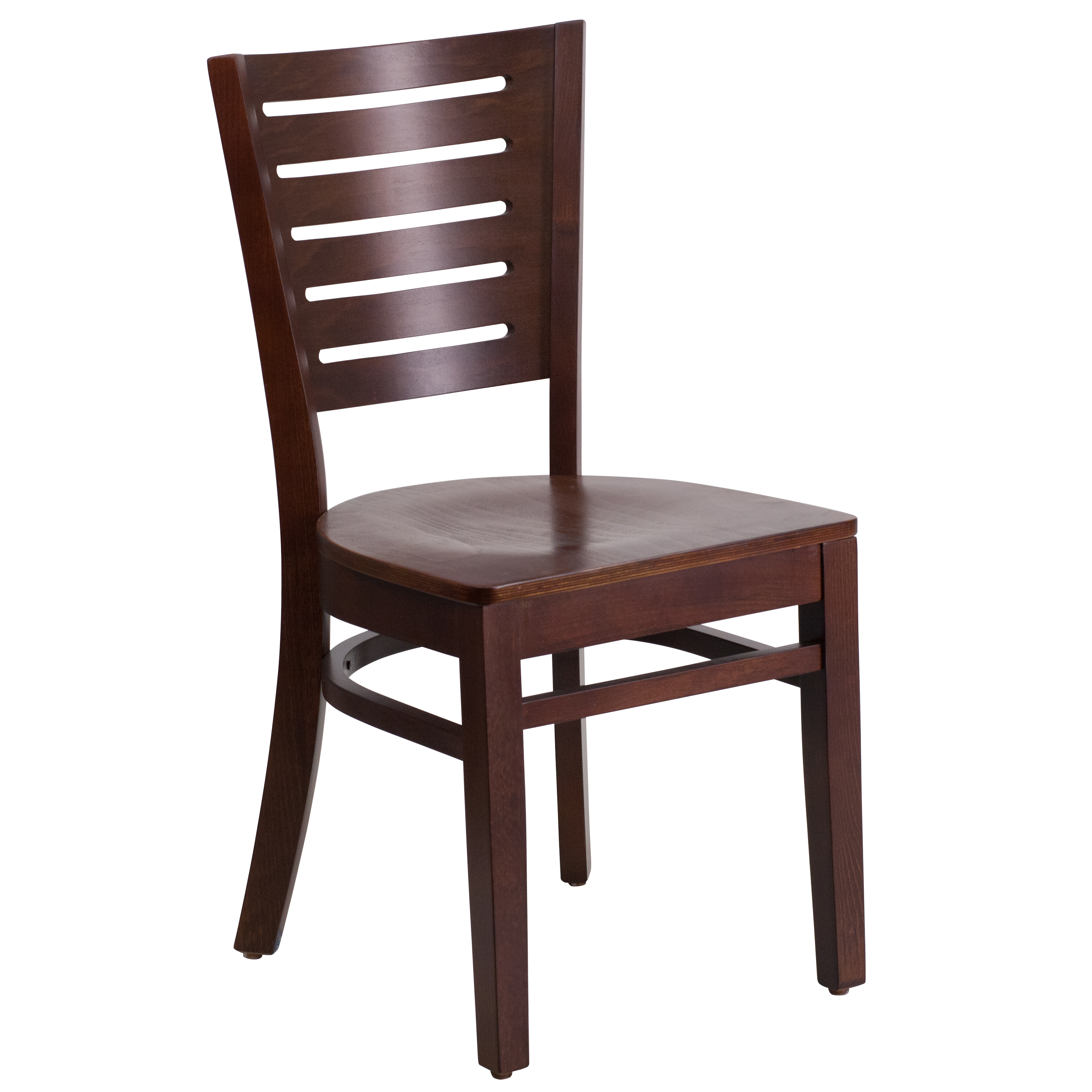 Flash Furniture XU-DG-W0108-WAL-WAL-GG Slat Back Walnut Wood Restaurant Chair