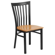 Flash Furniture XU-DG6Q4BSCH-NATW-GG Hercules Black School House Back Metal Restaurant Chair - Natural Wood Seat