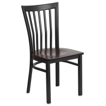 Flash Furniture XU-DG6Q4BSCH-WALW-GG Hercules Black School House Back Metal Restaurant Chair - Walnut Wood Seat